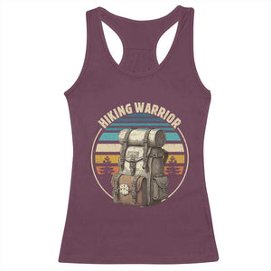 Funny Hiking Warrior Retro Backpack Nature Adventure Racerback Tank Top TS11 Maroon Print Your Wear