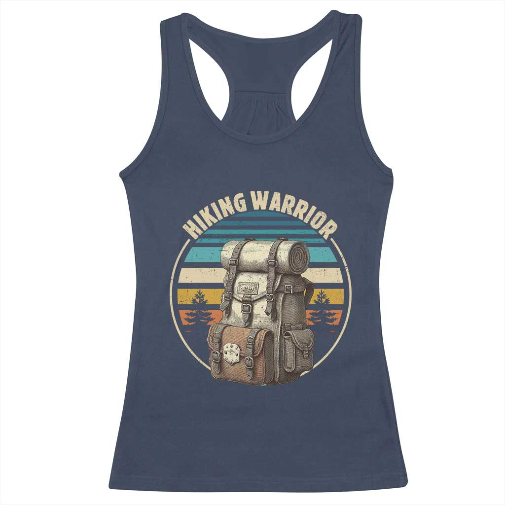 Funny Hiking Warrior Retro Backpack Nature Adventure Racerback Tank Top TS11 Navy Print Your Wear