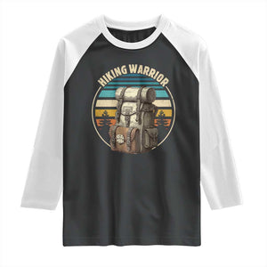 Funny Hiking Warrior Retro Backpack Nature Adventure Raglan Shirt TS11 Black White Print Your Wear