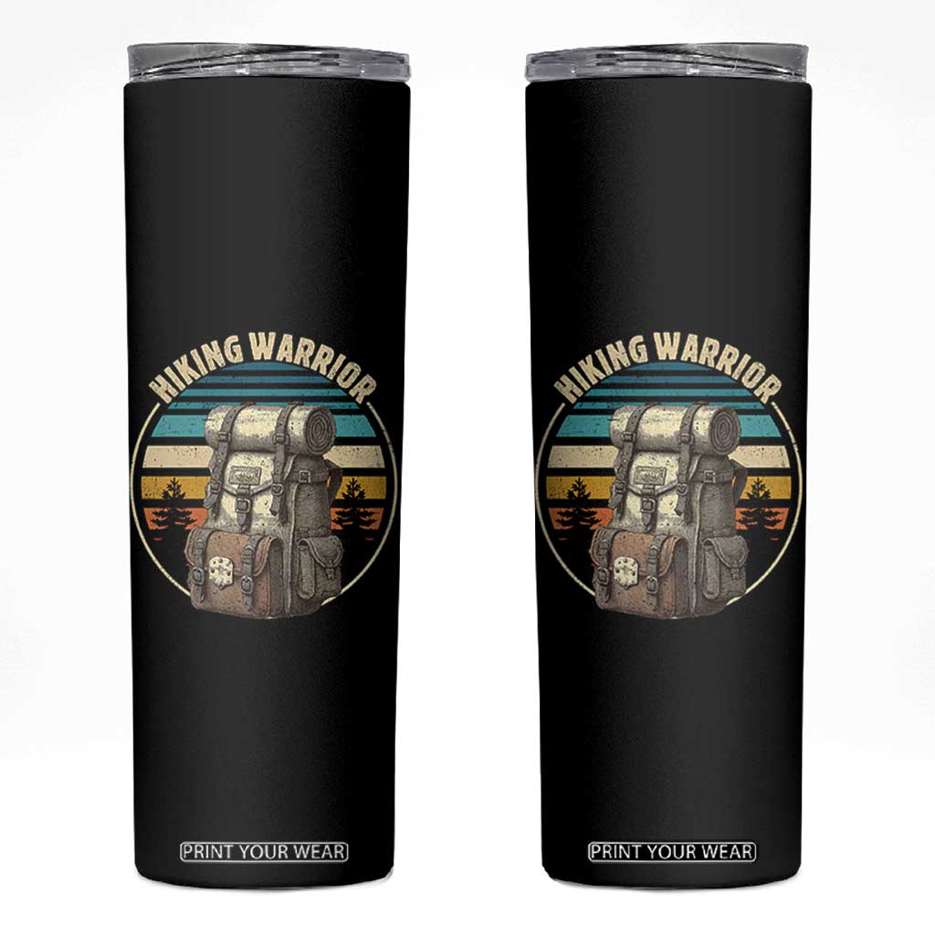 Funny Hiking Warrior Retro Backpack Nature Adventure Skinny Tumbler TS11 Black Print Your Wear