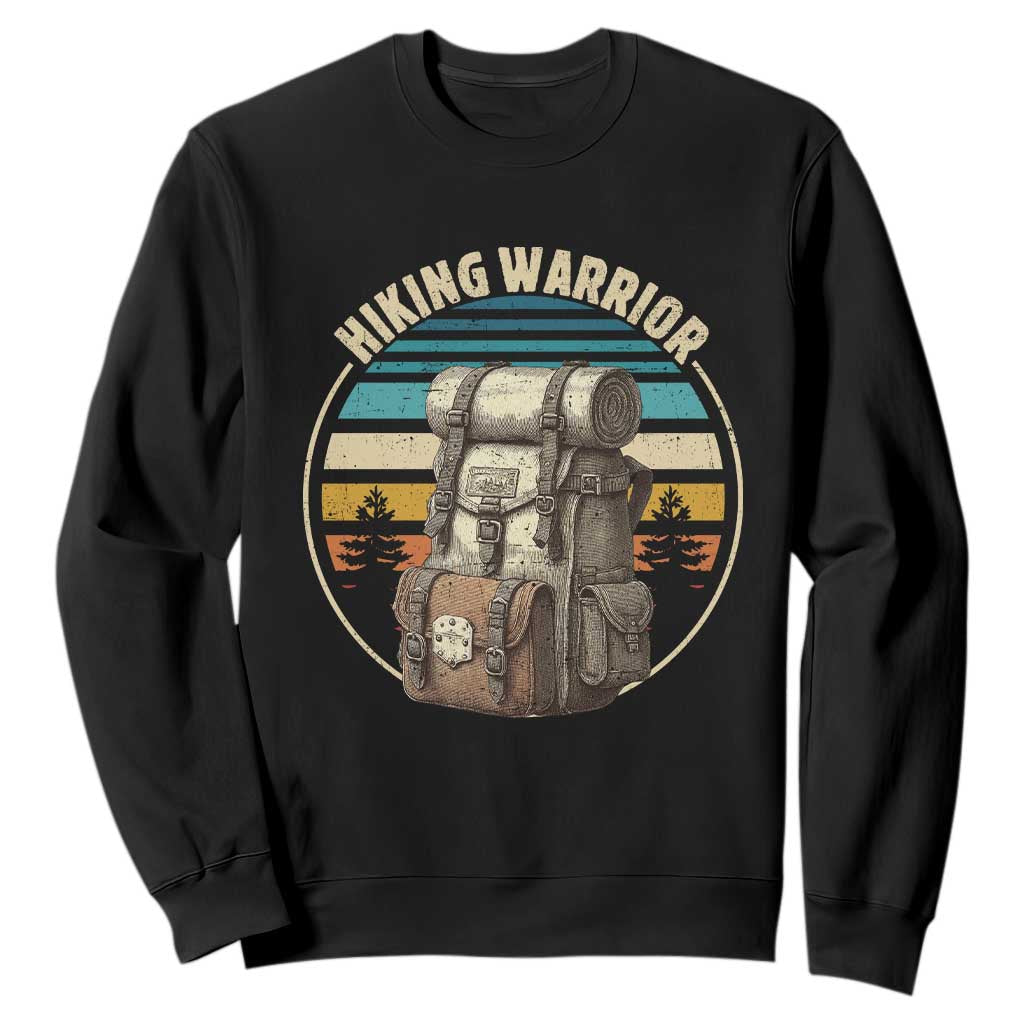 Funny Hiking Warrior Retro Backpack Nature Adventure Sweatshirt TS11 Black Print Your Wear