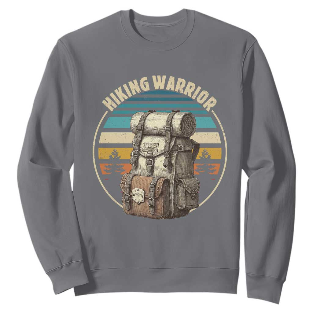 Funny Hiking Warrior Retro Backpack Nature Adventure Sweatshirt TS11 Charcoal Print Your Wear