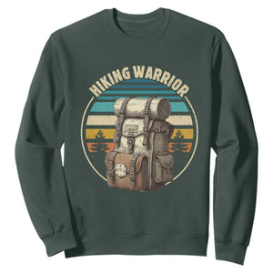 Funny Hiking Warrior Retro Backpack Nature Adventure Sweatshirt TS11 Dark Forest Green Print Your Wear