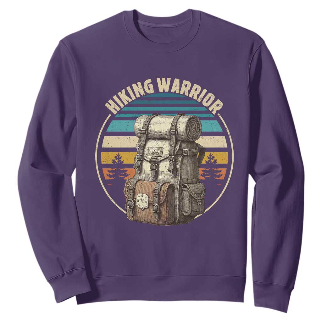 Funny Hiking Warrior Retro Backpack Nature Adventure Sweatshirt TS11 Purple Print Your Wear