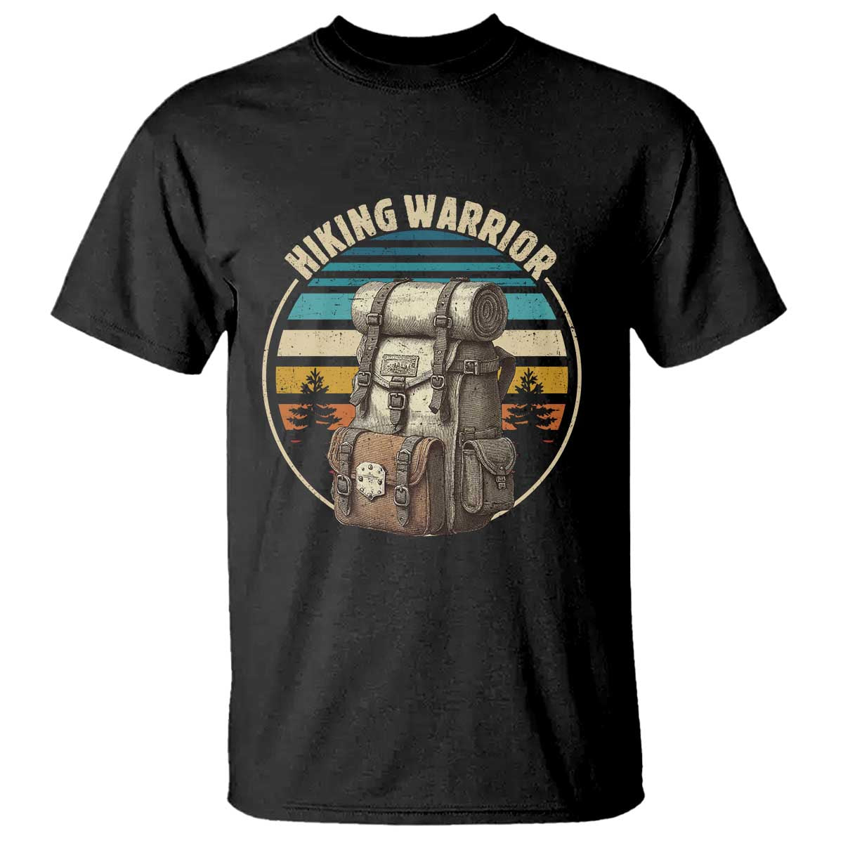 Funny Hiking Warrior Retro Backpack Nature Adventure T Shirt TS11 Black Print Your Wear