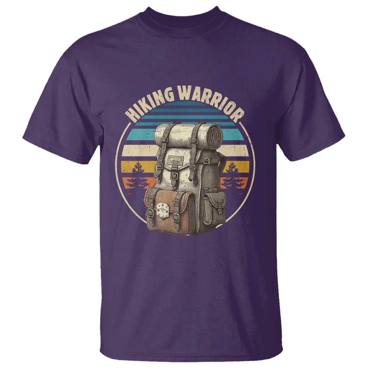 Funny Hiking Warrior Retro Backpack Nature Adventure T Shirt TS11 Purple Print Your Wear