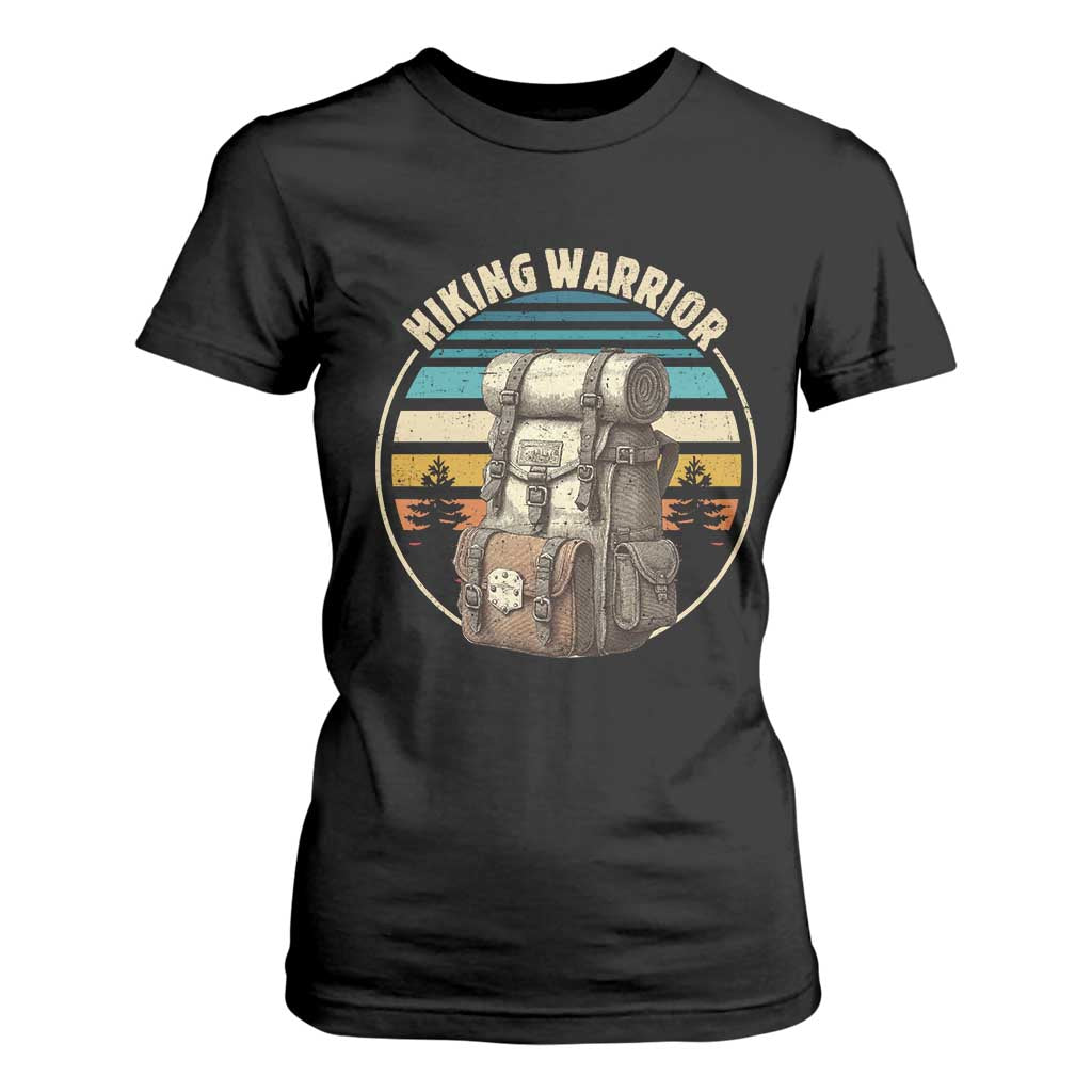 Funny Hiking Warrior Retro Backpack Nature Adventure T Shirt For Women TS11 Black Print Your Wear