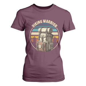 Funny Hiking Warrior Retro Backpack Nature Adventure T Shirt For Women TS11 Maroon Print Your Wear