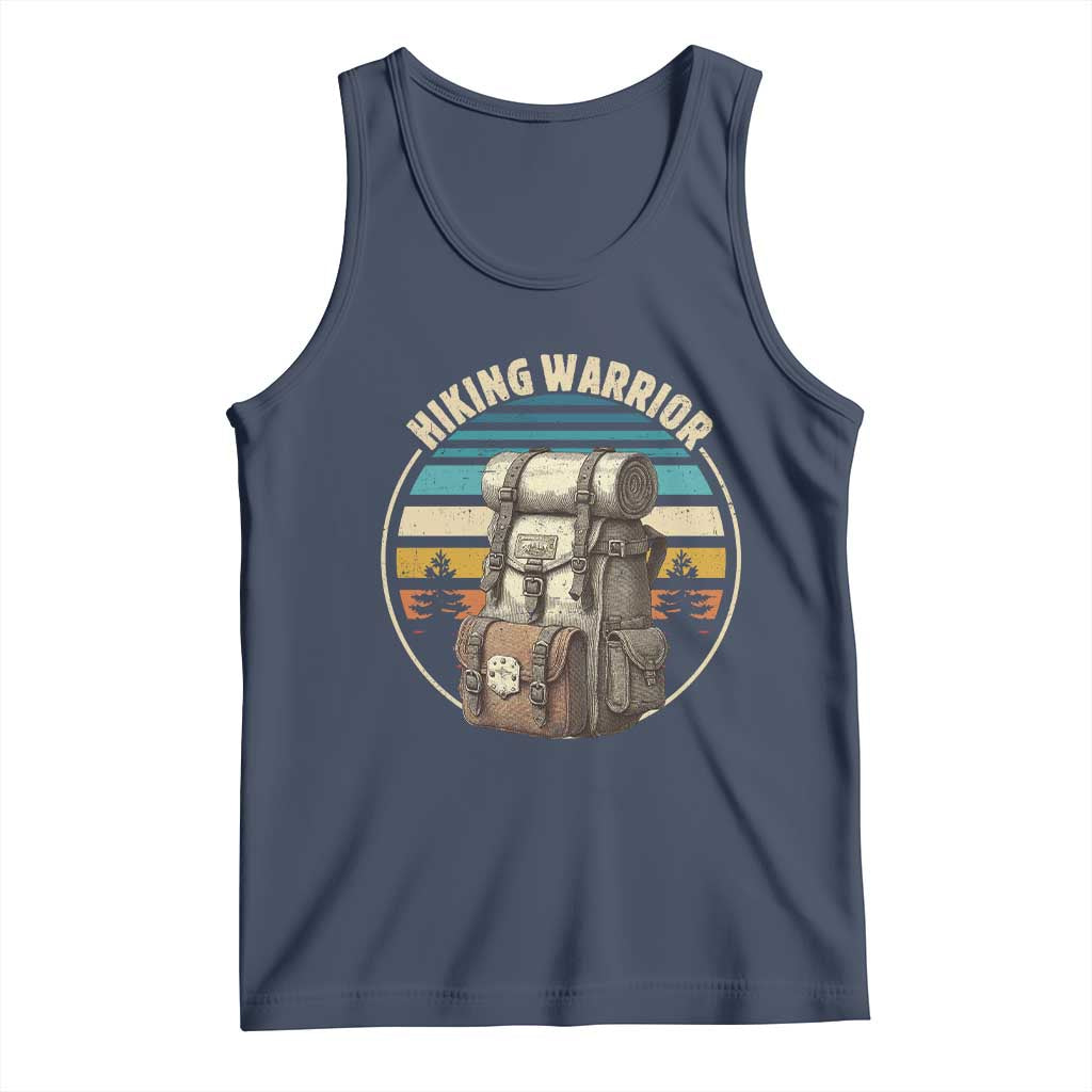 Funny Hiking Warrior Retro Backpack Nature Adventure Tank Top TS11 Navy Print Your Wear