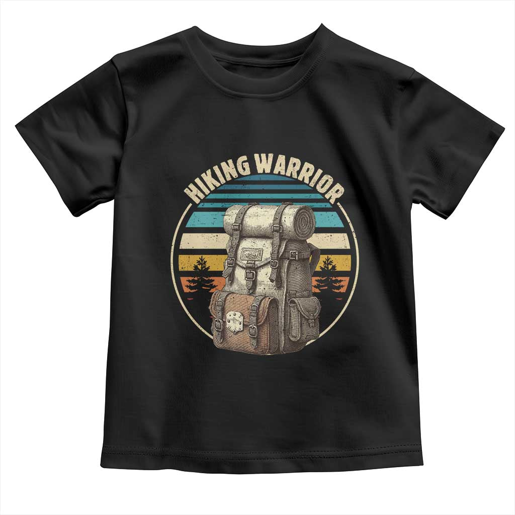 Funny Hiking Warrior Retro Backpack Nature Adventure Toddler T Shirt TS11 Black Print Your Wear