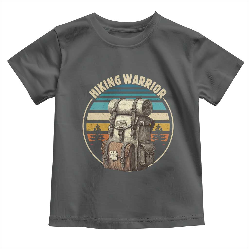 Funny Hiking Warrior Retro Backpack Nature Adventure Toddler T Shirt TS11 Dark Heather Print Your Wear