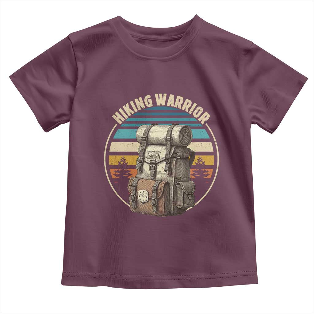 Funny Hiking Warrior Retro Backpack Nature Adventure Toddler T Shirt TS11 Maroon Print Your Wear