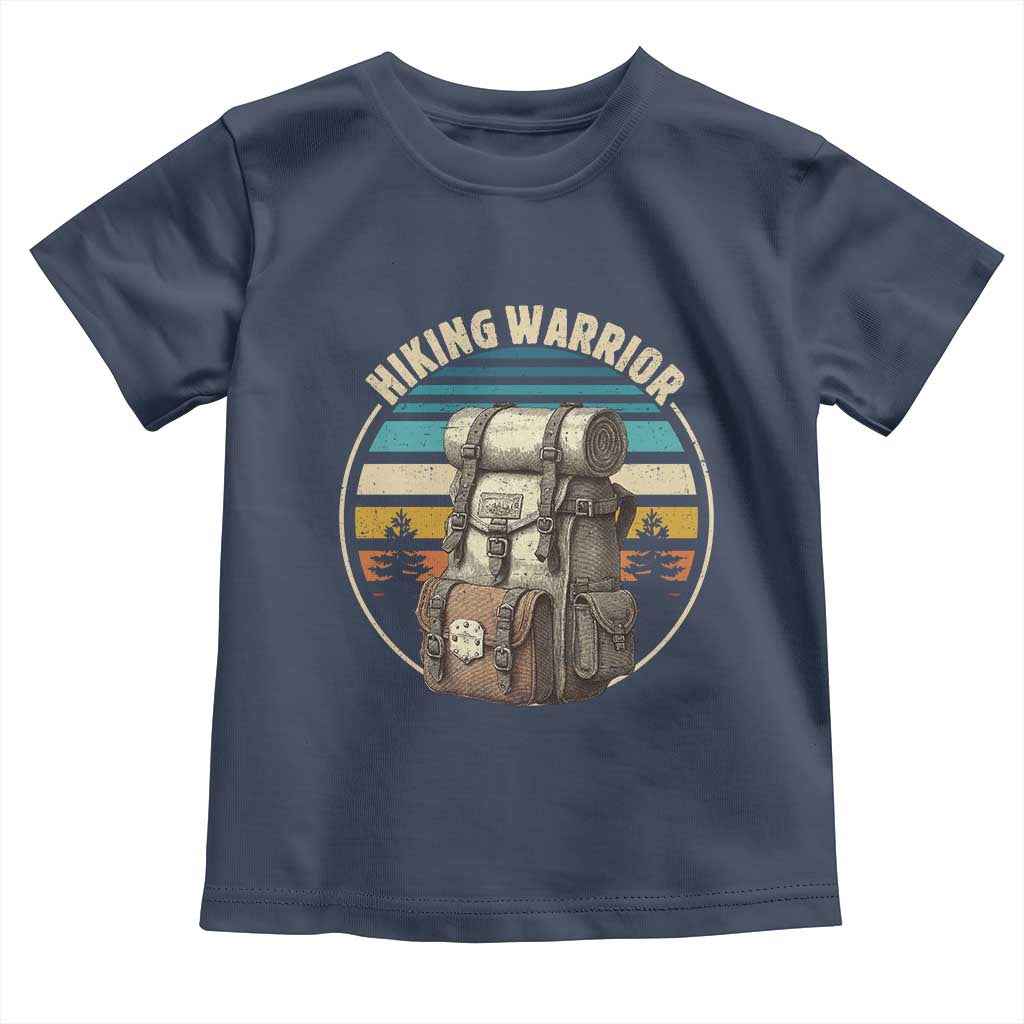 Funny Hiking Warrior Retro Backpack Nature Adventure Toddler T Shirt TS11 Navy Print Your Wear