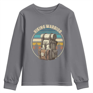 Funny Hiking Warrior Retro Backpack Nature Adventure Youth Sweatshirt TS11 Charcoal Print Your Wear
