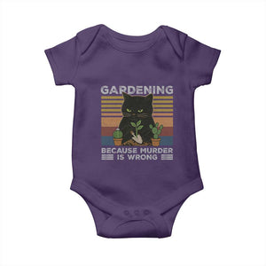 Funny Gardening Because Murder Is Wrong Baby Onesie Retro Black Cat Plant Lover TS11 Purple Print Your Wear