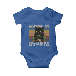 Funny Gardening Because Murder Is Wrong Baby Onesie Retro Black Cat Plant Lover TS11 Royal Blue Print Your Wear