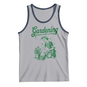 Funny Gardening Because Murder Is Wrong Tank Top Plant Lady TS11 Athletic Heather Navy Print Your Wear