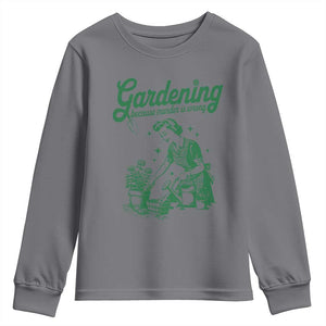 Funny Gardening Because Murder Is Wrong Youth Sweatshirt Plant Lady TS11 Charcoal Print Your Wear