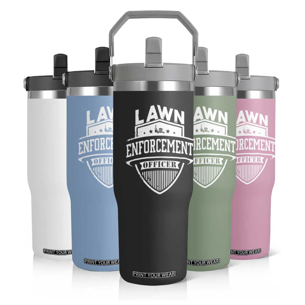 Funny The Lawn Enforcement Officer Flip Straw Tumbler Gardening Lawn Mower Father's Day TS11 Print Your Wear
