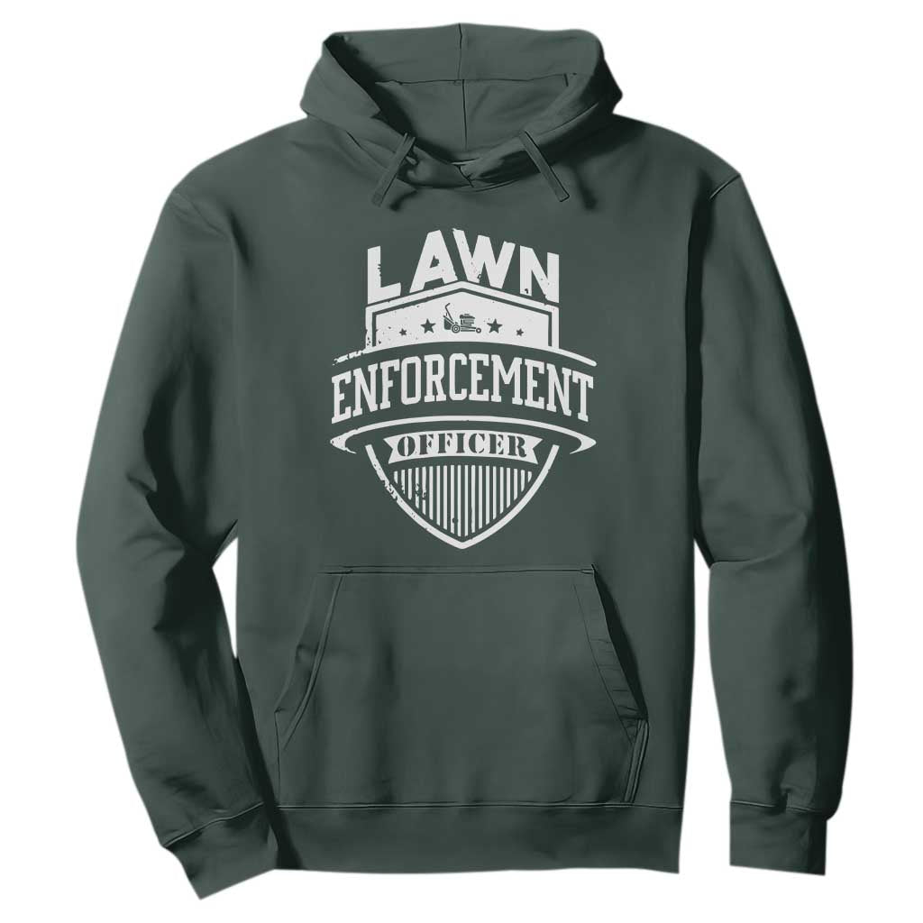 Funny The Lawn Enforcement Officer Hoodie Gardening Lawn Mower Father's Day TS11 Dark Forest Green Print Your Wear