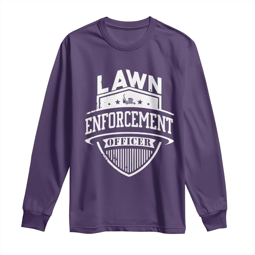 Funny The Lawn Enforcement Officer Long Sleeve Shirt Gardening Lawn Mower Father's Day TS11 Purple Print Your Wear