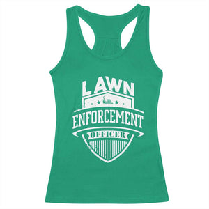 Funny The Lawn Enforcement Officer Racerback Tank Top Gardening Lawn Mower Father's Day TS11 Irish Green Print Your Wear