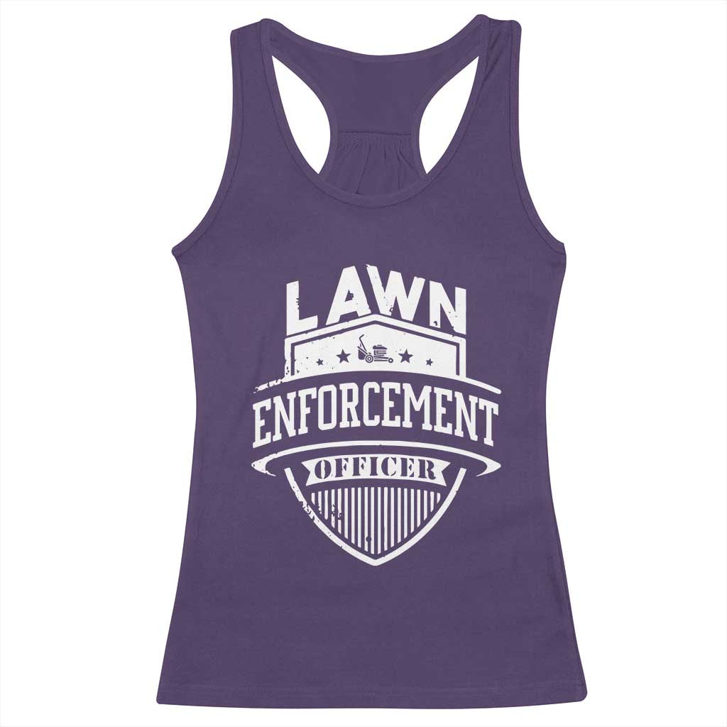 Funny The Lawn Enforcement Officer Racerback Tank Top Gardening Lawn Mower Father's Day TS11 Purple Print Your Wear