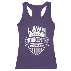 Funny The Lawn Enforcement Officer Racerback Tank Top Gardening Lawn Mower Father's Day TS11 Purple Print Your Wear