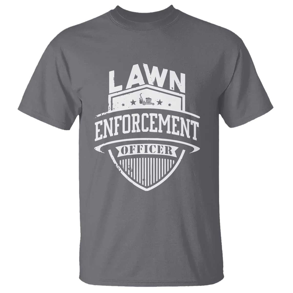 Funny The Lawn Enforcement Officer T Shirt Gardening Lawn Mower Father's Day TS11 Charcoal Print Your Wear