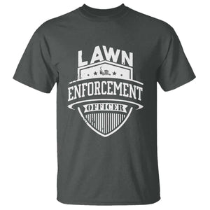 Funny The Lawn Enforcement Officer T Shirt Gardening Lawn Mower Father's Day TS11 Dark Heather Print Your Wear