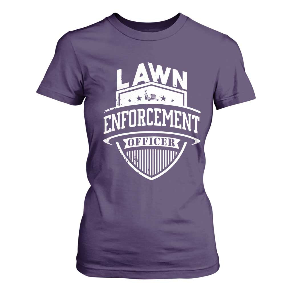 Funny The Lawn Enforcement Officer T Shirt For Women Gardening Lawn Mower Father's Day TS11 Purple Print Your Wear
