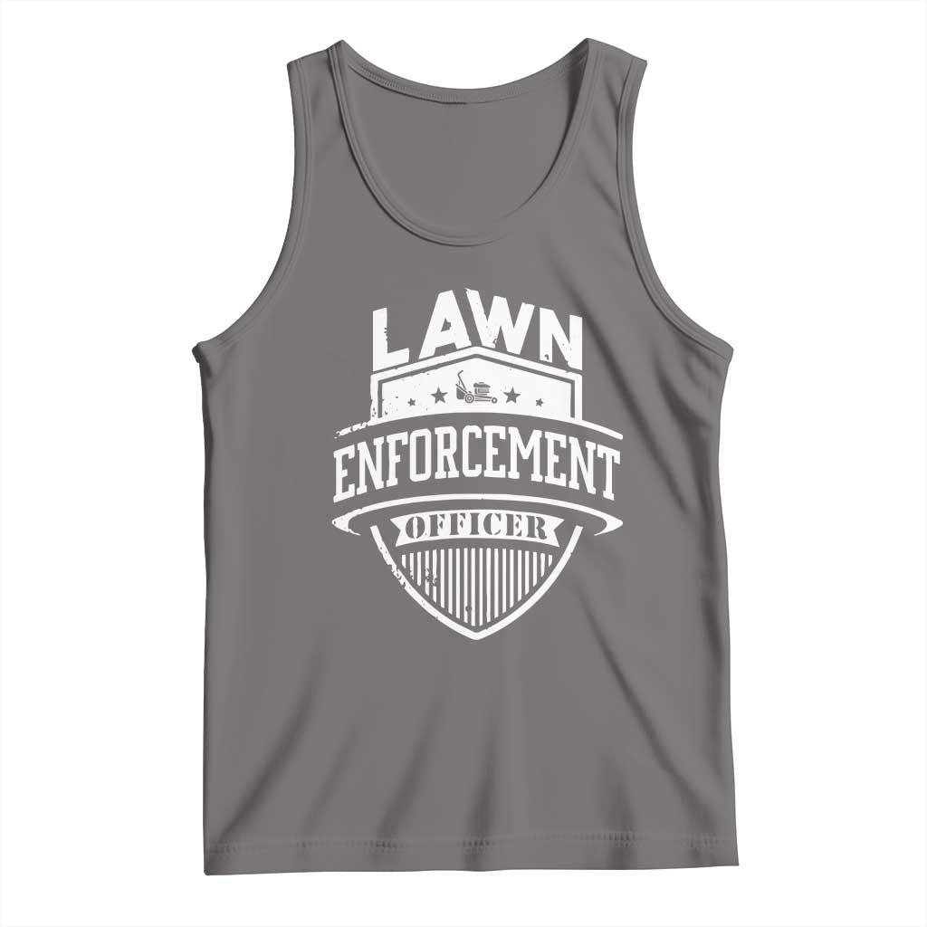 Funny The Lawn Enforcement Officer Tank Top Gardening Lawn Mower Father's Day TS11 Deep Heather Print Your Wear