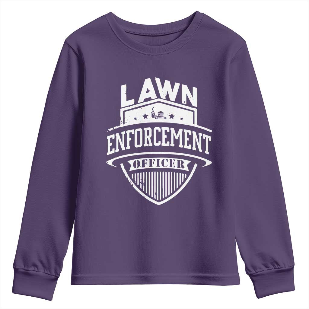 Funny The Lawn Enforcement Officer Youth Sweatshirt Gardening Lawn Mower Father's Day TS11 Purple Print Your Wear