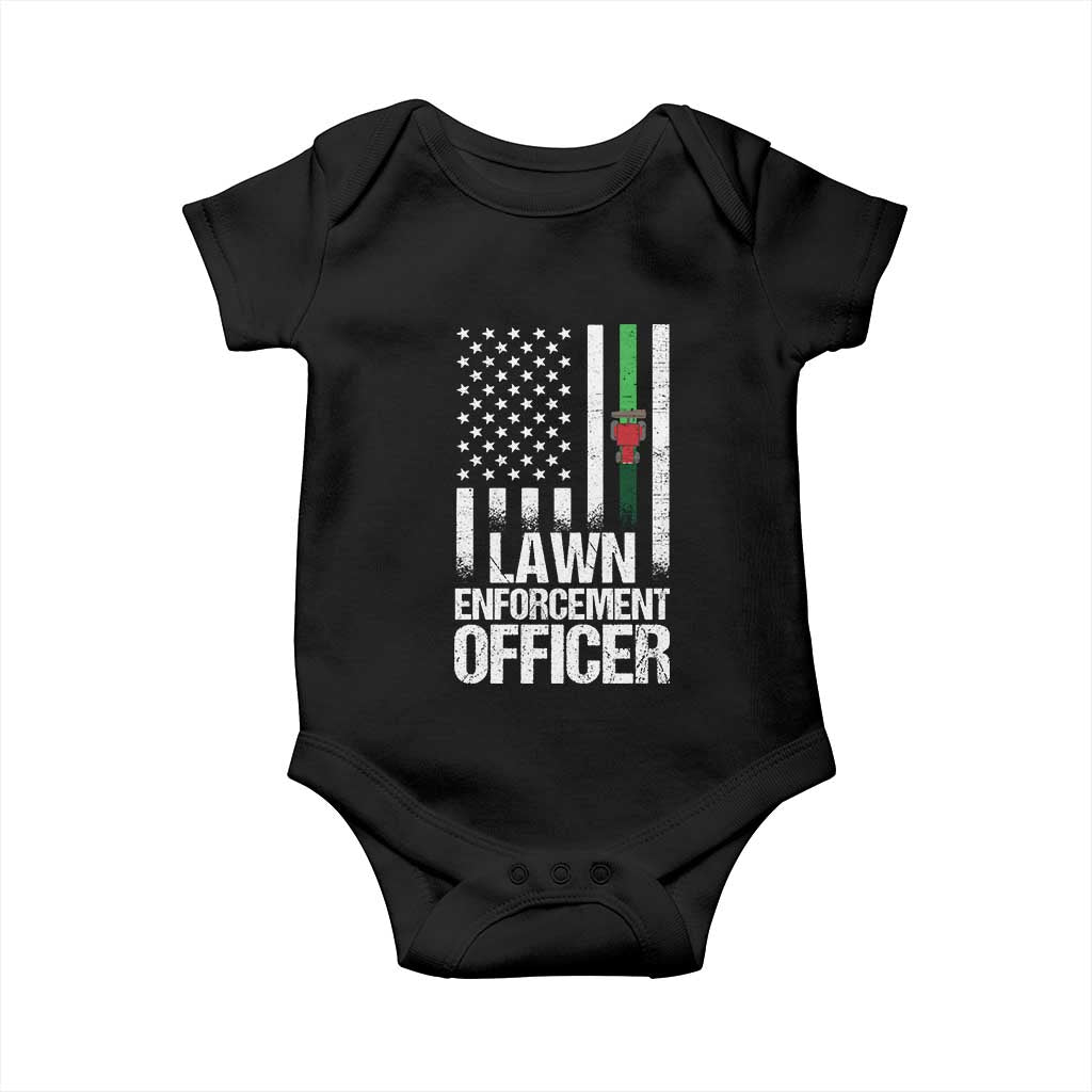 Funny Lawn Enforcement Officer Baby Onesie Gardening Lawn Mower American Flag TS11 Black Print Your Wear