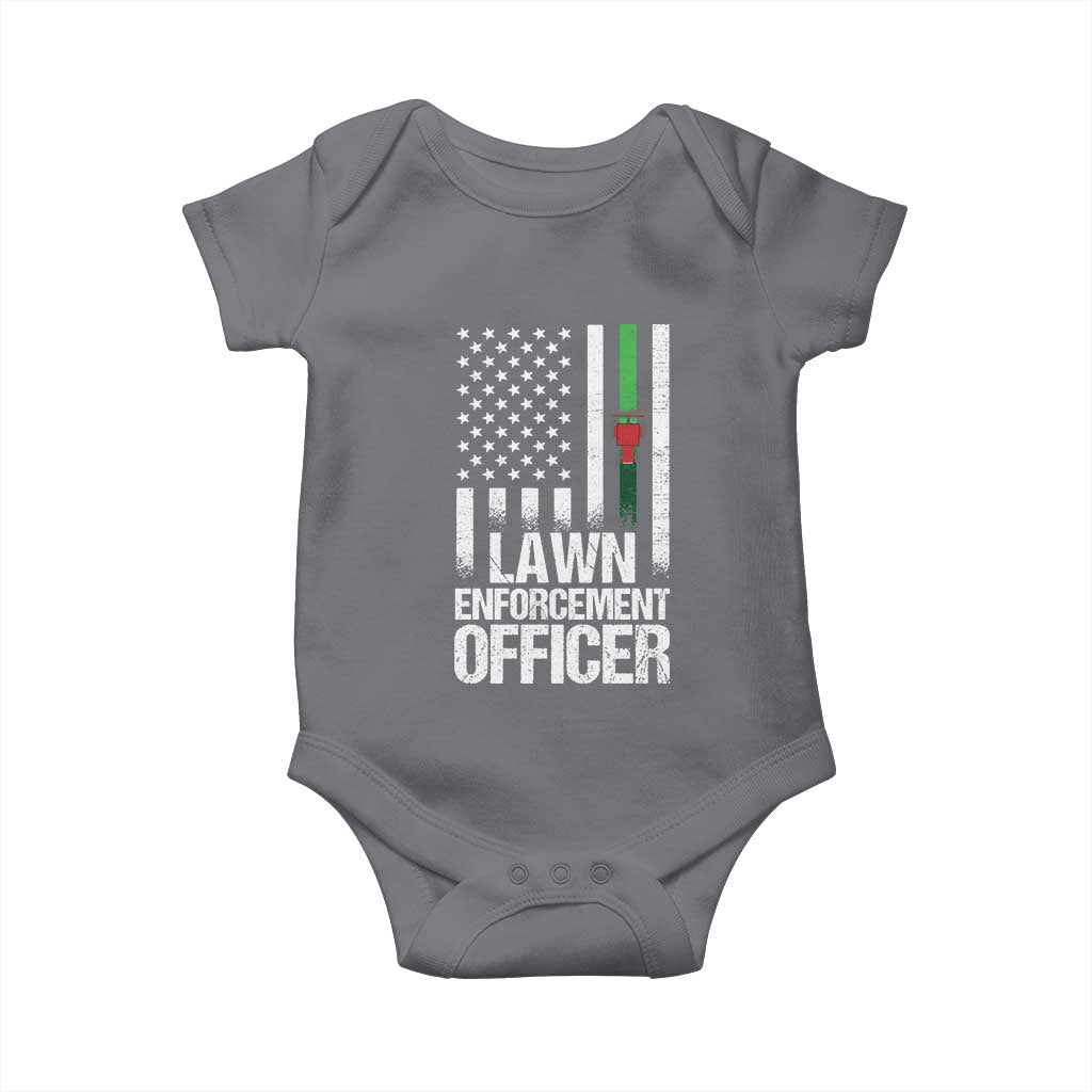Funny Lawn Enforcement Officer Baby Onesie Gardening Lawn Mower American Flag TS11 Charcoal Print Your Wear