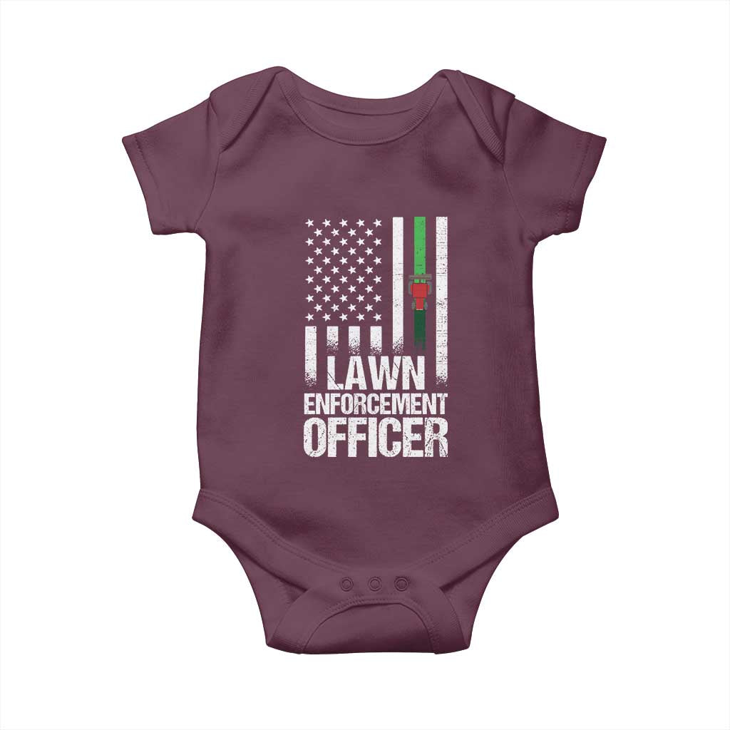 Funny Lawn Enforcement Officer Baby Onesie Gardening Lawn Mower American Flag TS11 Maroon Print Your Wear