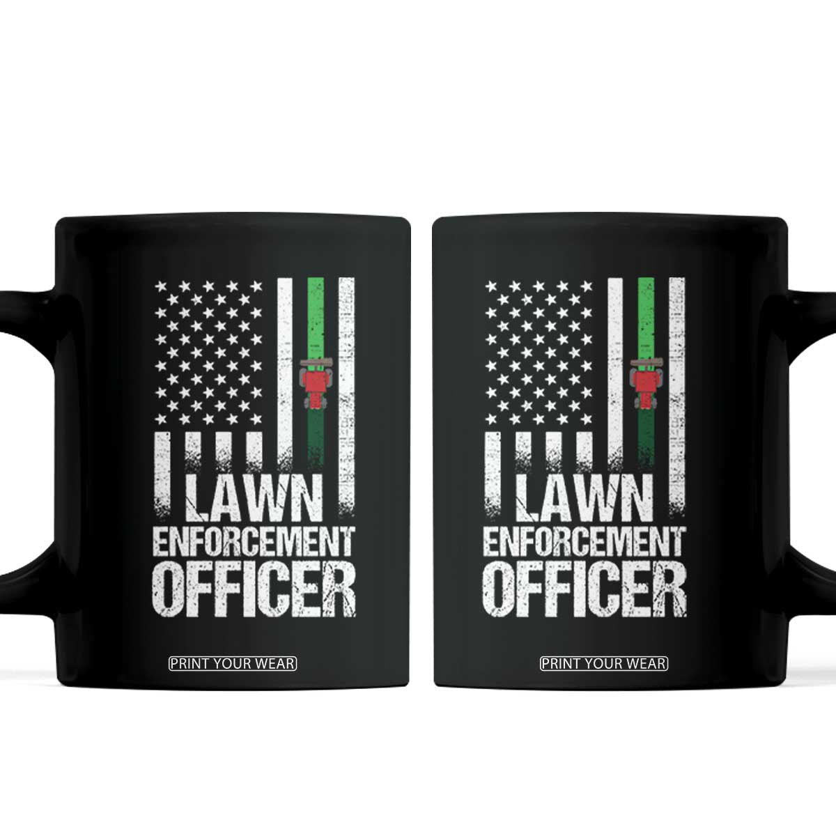 Funny Lawn Enforcement Officer Coffee Mug Gardening Lawn Mower American Flag TS11 Black Print Your Wear