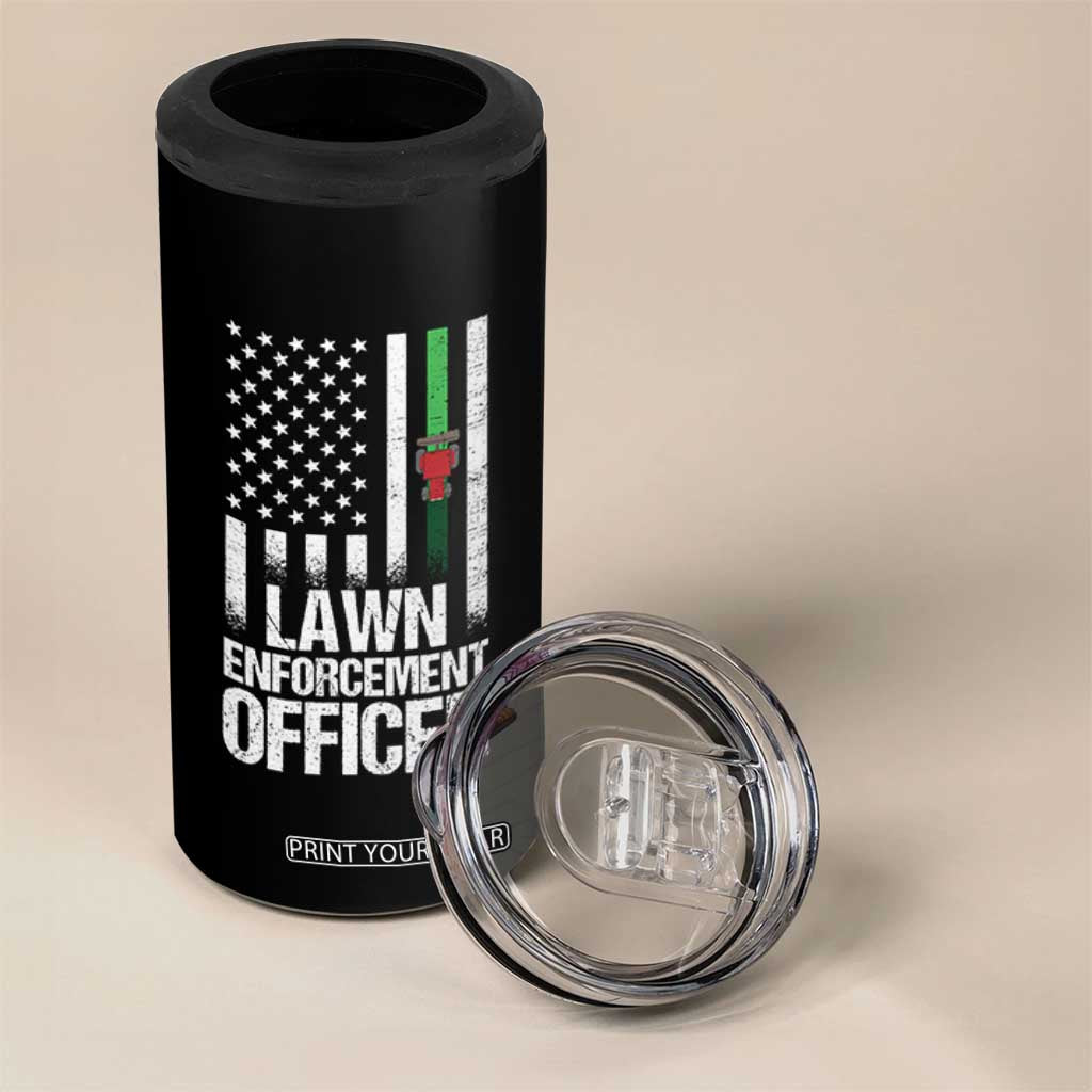 Funny Lawn Enforcement Officer 4 in 1 Can Cooler Tumbler Gardening Lawn Mower American Flag TS11 Print Your Wear
