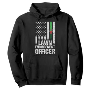 Funny Lawn Enforcement Officer Hoodie Gardening Lawn Mower American Flag TS11 Black Print Your Wear