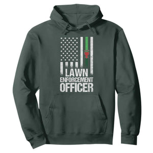 Funny Lawn Enforcement Officer Hoodie Gardening Lawn Mower American Flag TS11 Dark Forest Green Print Your Wear
