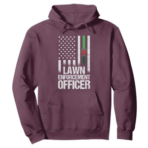 Funny Lawn Enforcement Officer Hoodie Gardening Lawn Mower American Flag TS11 Maroon Print Your Wear
