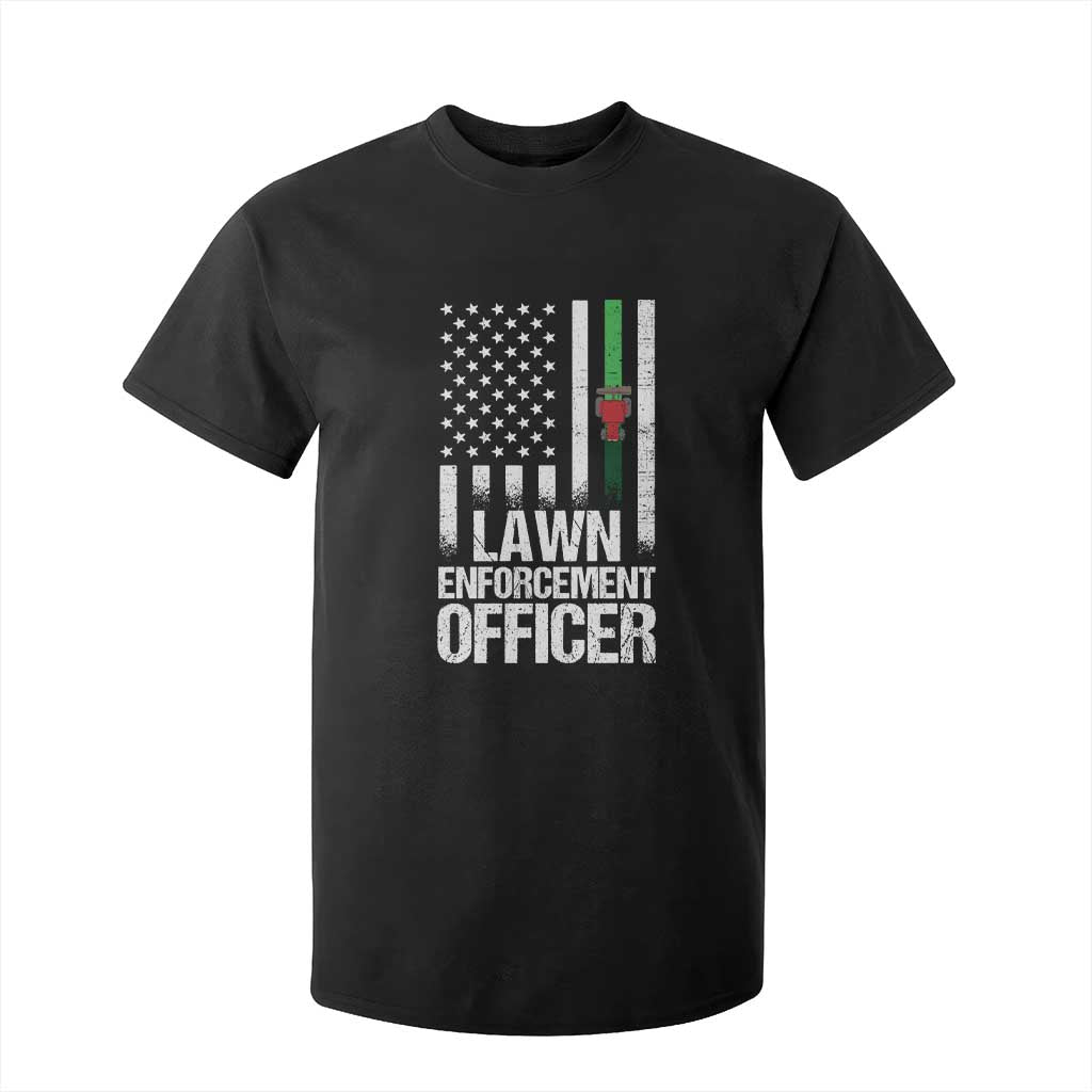 Funny Lawn Enforcement Officer T Shirt For Kid Gardening Lawn Mower American Flag TS11 Black Print Your Wear
