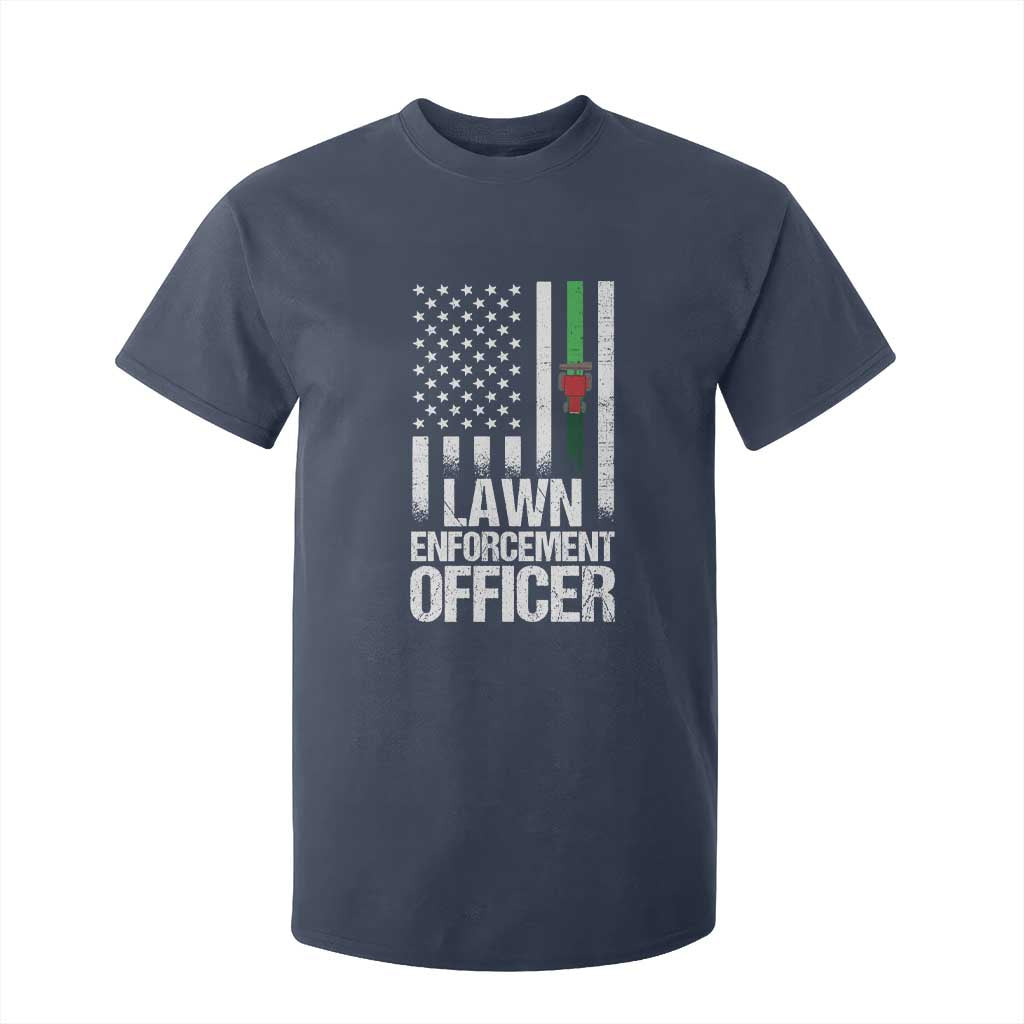 Funny Lawn Enforcement Officer T Shirt For Kid Gardening Lawn Mower American Flag TS11 Navy Print Your Wear