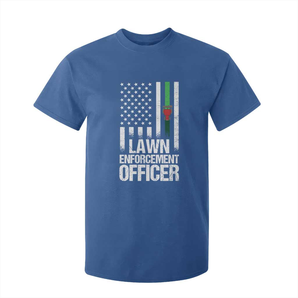 Funny Lawn Enforcement Officer T Shirt For Kid Gardening Lawn Mower American Flag TS11 Royal Blue Print Your Wear
