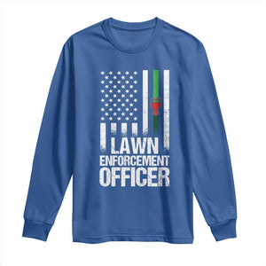 Funny Lawn Enforcement Officer Long Sleeve Shirt Gardening Lawn Mower American Flag TS11 Royal Blue Print Your Wear