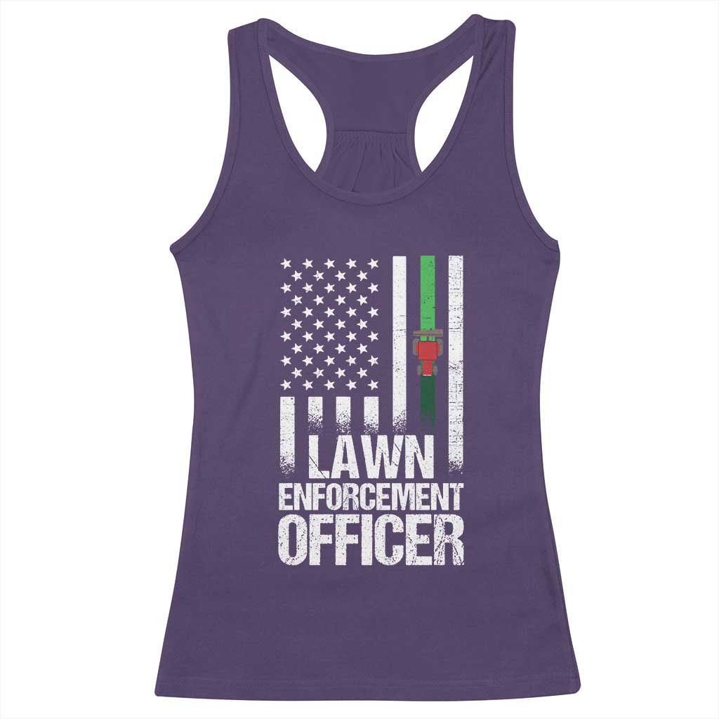Funny Lawn Enforcement Officer Racerback Tank Top Gardening Lawn Mower American Flag TS11 Purple Print Your Wear