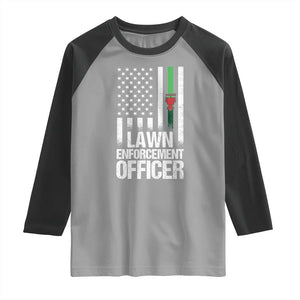 Funny Lawn Enforcement Officer Raglan Shirt Gardening Lawn Mower American Flag TS11 Sport Gray Black Print Your Wear