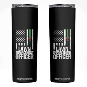 Funny Lawn Enforcement Officer Skinny Tumbler Gardening Lawn Mower American Flag TS11 Black Print Your Wear