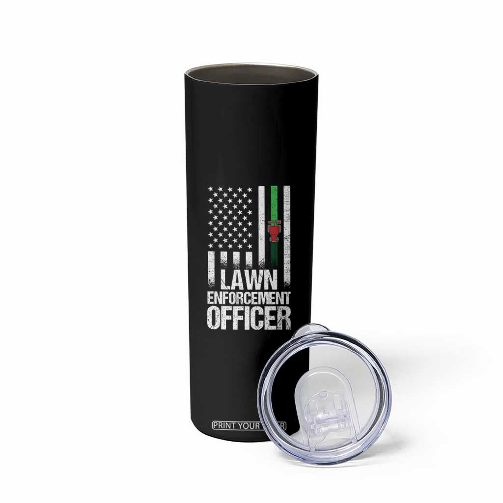Funny Lawn Enforcement Officer Skinny Tumbler Gardening Lawn Mower American Flag TS11 Print Your Wear