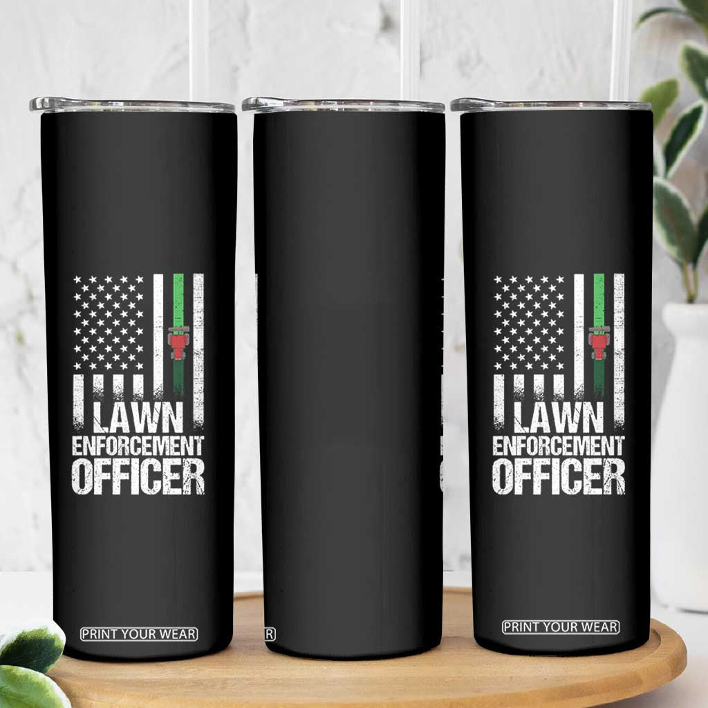 Funny Lawn Enforcement Officer Skinny Tumbler Gardening Lawn Mower American Flag TS11 Print Your Wear